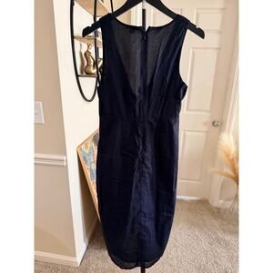 Venus 100% Cotton Black Plunge Neck Dress EUC 2